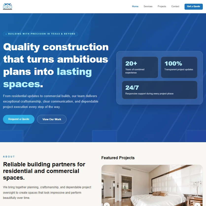 QRO Construction LLC Website Design